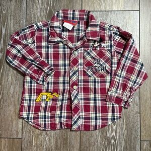 Vintage Disney Mickey & Pluto Plaid Shirt Toddler 2T 3T